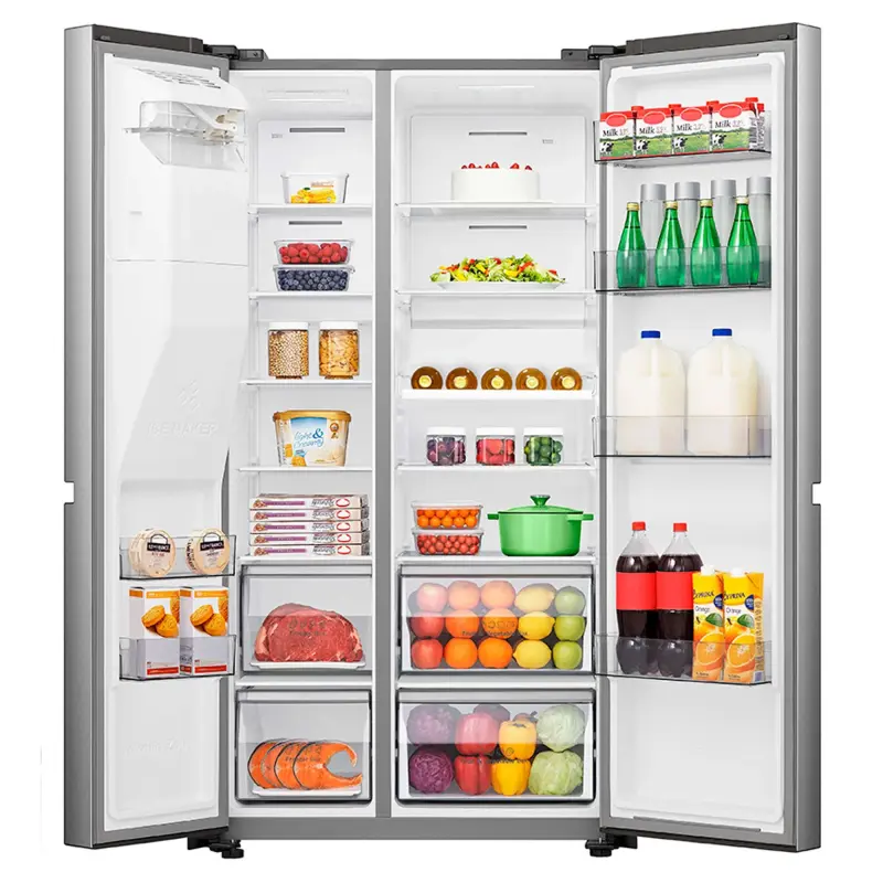 REFRIGERADORA HISENSE DE 22.1 P³ ECO INVERTER CON DISPENSADOR DE AGUA Y HIELO RS223SV5A